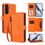Portafoglio multi-carta con cerniera e motivo farfalla, amore e fiore, custodia per telefono in pelle, For Galaxy S26 FE 5G, For Galaxy S26+ 5G, For Galaxy S26 Edge 5G