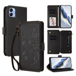 Portafoglio multi-carta con cerniera e motivo farfalla, amore e fiore, custodia per telefono in pelle, For Samsung Galaxy A23 4G / 5G / M23 5G, For Samsung Galaxy A04e 4G / M04 4G, For Samsung Galaxy A14 4G / 5G