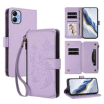Portafoglio multi-carta con cerniera e motivo farfalla, amore e fiore, custodia per telefono in pelle, For Samsung Galaxy A23 4G / 5G / M23 5G, For Samsung Galaxy A04e 4G / M04 4G, For Samsung Galaxy A14 4G / 5G