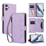 Portafoglio multi-carta con cerniera e motivo farfalla, amore e fiore, custodia per telefono in pelle, For Samsung Galaxy A36 5G / A56 5G, For Samsung Galaxy A05 4G / M05 4G, For Samsung Galaxy A16 4G / 5G