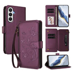 Portafoglio multi-carta con cerniera e motivo farfalla, amore e fiore, custodia per telefono in pelle, For Samsung Galaxy A05s 4G / F14 4G, For Samsung Galaxy A15 4G / 5G, For Samsung Galaxy A55 5G