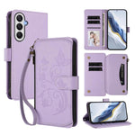 Portafoglio multi-carta con cerniera e motivo farfalla, amore e fiore, custodia per telefono in pelle, For Samsung Galaxy A05s 4G / F14 4G, For Samsung Galaxy A15 4G / 5G, For Samsung Galaxy A55 5G