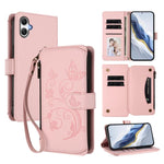 Portafoglio multi-carta con cerniera e motivo farfalla, amore e fiore, custodia per telefono in pelle, For Samsung Galaxy A25e / A25 5G JP, For Samsung Galaxy A17 / A26 5G, For Samsung Galaxy A07 4G / A06 4G / 5G