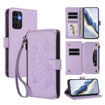 Portafoglio multi-carta con cerniera e motivo farfalla, amore e fiore, custodia per telefono in pelle, For Samsung Galaxy A34 5G, For Samsung Galaxy A54 5G, For Samsung Galaxy A13 4G / 5G / A04 4G