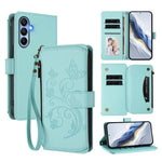 Portafoglio multi-carta con cerniera e motivo farfalla, amore e fiore, custodia per telefono in pelle, For Samsung Galaxy A05s 4G / F14 4G, For Samsung Galaxy A15 4G / 5G, For Samsung Galaxy A55 5G