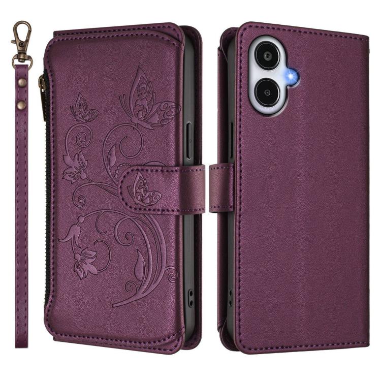 Portafoglio multi-carta con cerniera e motivo farfalla, amore e fiore, custodia per telefono in pelle, For Samsung Galaxy A25e / A25 5G JP, For Samsung Galaxy A17 / A26 5G, For Samsung Galaxy A07 4G / A06 4G / 5G
