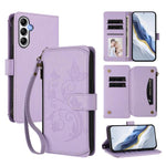Portafoglio multi-carta con cerniera e motivo farfalla, amore e fiore, custodia per telefono in pelle, For Samsung Galaxy A34 5G, For Samsung Galaxy A54 5G, For Samsung Galaxy A13 4G / 5G / A04 4G