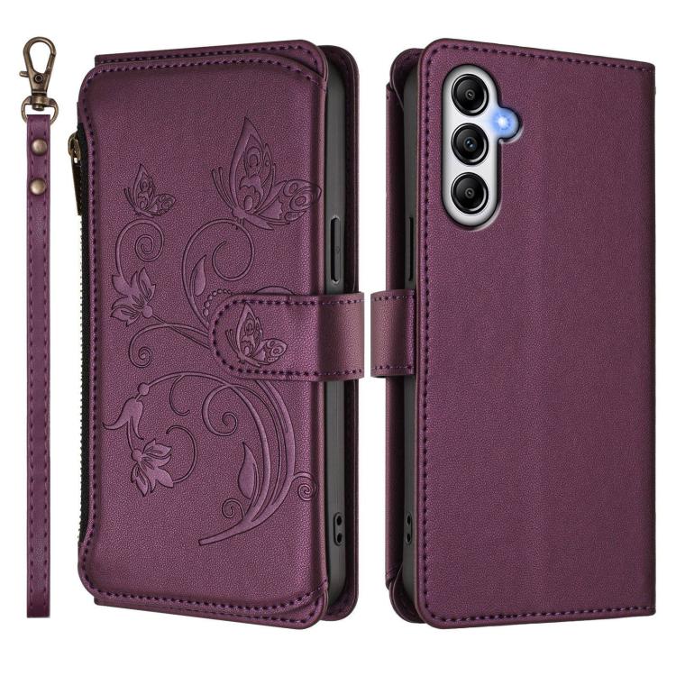 Portafoglio multi-carta con cerniera e motivo farfalla, amore e fiore, custodia per telefono in pelle, For Samsung Galaxy A35 5G, For Samsung Galaxy A25 5G Global, For Samsung Galaxy A24 4G