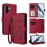 Portafoglio multi-carta con cerniera e motivo farfalla, amore e fiore, custodia per telefono in pelle, For Samsung Galaxy A36 5G / A56 5G, For Samsung Galaxy A05 4G / M05 4G, For Samsung Galaxy A16 4G / 5G