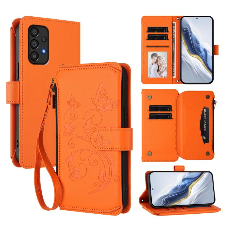 Portafoglio multi-carta con cerniera e motivo farfalla, amore e fiore, custodia per telefono in pelle, For Samsung Galaxy A53 5G, For Samsung Galaxy A73 5G, For Samsung Galaxy A33 5G
