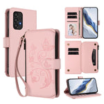 Portafoglio multi-carta con cerniera e motivo farfalla, amore e fiore, custodia per telefono in pelle, For Samsung Galaxy A53 5G, For Samsung Galaxy A73 5G, For Samsung Galaxy A33 5G