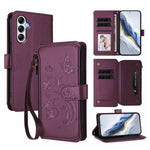 Portafoglio multi-carta con cerniera e motivo farfalla, amore e fiore, custodia per telefono in pelle, For Samsung Galaxy A34 5G, For Samsung Galaxy A54 5G, For Samsung Galaxy A13 4G / 5G / A04 4G