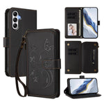 Portafoglio multi-carta con cerniera e motivo farfalla, amore e fiore, custodia per telefono in pelle, For Samsung Galaxy A34 5G, For Samsung Galaxy A54 5G, For Samsung Galaxy A13 4G / 5G / A04 4G