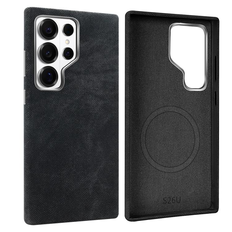 Custodia per telefono VIETAO in pelle PU con texture effetto denim retrò e MagSafe., For Galaxy S26 Ultra 5G, For Samsung Galaxy S25 Ultra 5G, For Samsung Galaxy S24 Ultra 5G