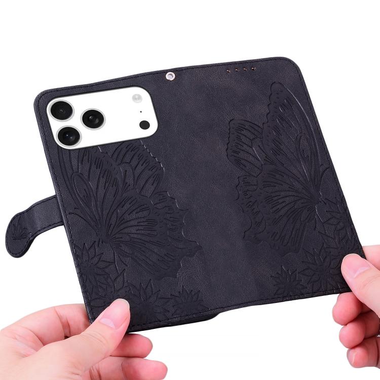 Custodia per telefono in pelle con apertura orizzontale e motivo a farfalle in rilievo, effetto pelle retrò., For iPhone 17 Pro Max, For iPhone 17 Pro, For iPhone 17, For iPhone Air
