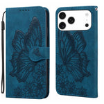 Custodia per telefono in pelle con apertura orizzontale e motivo a farfalle in rilievo, effetto pelle retrò., For iPhone 17 Pro Max, For iPhone 17 Pro, For iPhone 17, For iPhone Air