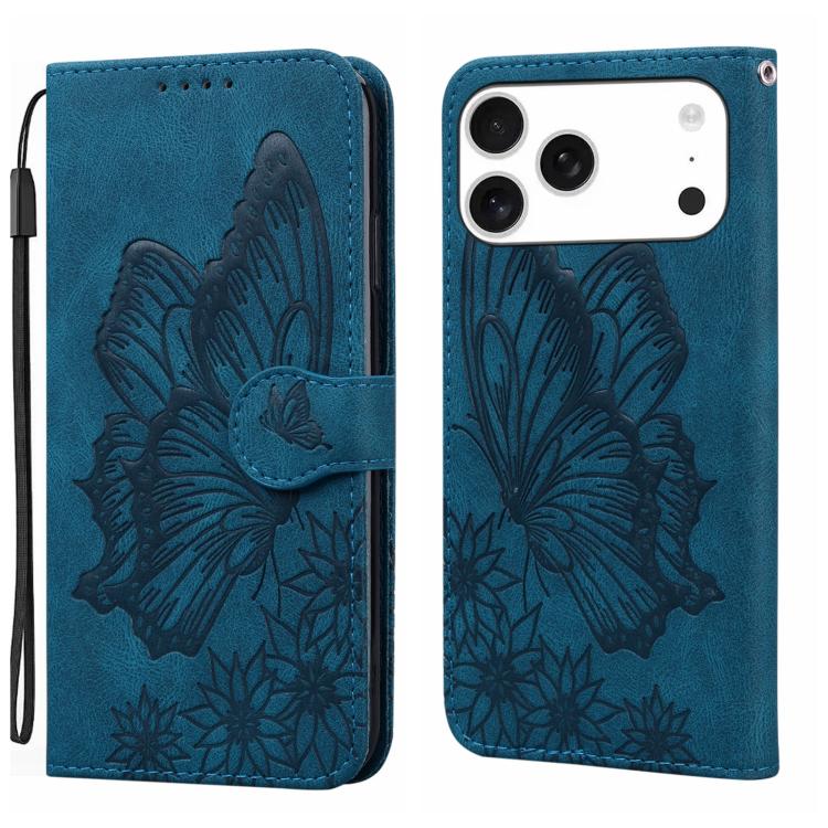 Custodia per telefono in pelle con apertura orizzontale e motivo a farfalle in rilievo, effetto pelle retrò., For iPhone 17 Pro Max, For iPhone 17 Pro, For iPhone 17, For iPhone Air
