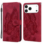 Custodia per telefono in pelle con apertura orizzontale e motivo a farfalle in rilievo, effetto pelle retrò., For iPhone 17 Pro Max, For iPhone 17 Pro, For iPhone 17, For iPhone Air