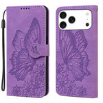Custodia per telefono in pelle con apertura orizzontale e motivo a farfalle in rilievo, effetto pelle retrò., For iPhone 17 Pro Max, For iPhone 17 Pro, For iPhone 17, For iPhone Air