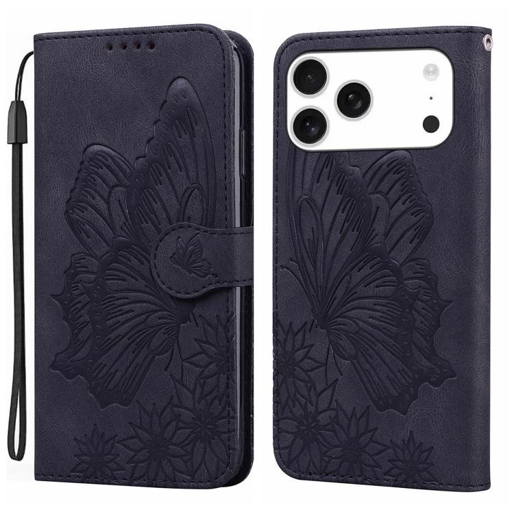 Custodia per telefono in pelle con apertura orizzontale e motivo a farfalle in rilievo, effetto pelle retrò., For iPhone 17 Pro Max, For iPhone 17 Pro, For iPhone 17, For iPhone Air