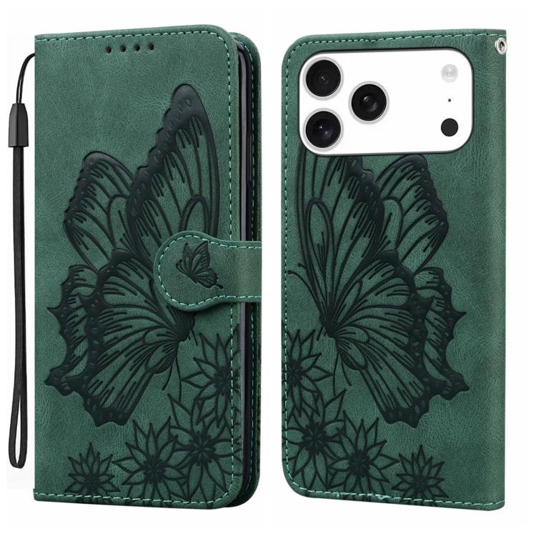 Custodia per telefono in pelle con apertura orizzontale e motivo a farfalle in rilievo, effetto pelle retrò., For iPhone 17 Pro Max, For iPhone 17 Pro, For iPhone 17, For iPhone Air