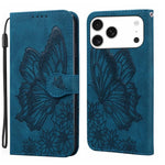 Custodia per telefono in pelle con apertura orizzontale e motivo a farfalle in rilievo, effetto pelle retrò., For iPhone 17 Pro Max, For iPhone 17 Pro, For iPhone 17, For iPhone Air