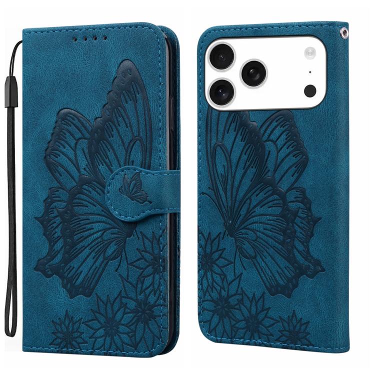 Custodia per telefono in pelle con apertura orizzontale e motivo a farfalle in rilievo, effetto pelle retrò., For iPhone 17 Pro Max, For iPhone 17 Pro, For iPhone 17, For iPhone Air