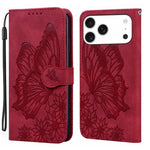 Custodia per telefono in pelle con apertura orizzontale e motivo a farfalle in rilievo, effetto pelle retrò., For iPhone 17 Pro Max, For iPhone 17 Pro, For iPhone 17, For iPhone Air