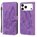 Custodia per telefono in pelle con apertura orizzontale e motivo a farfalle in rilievo, effetto pelle retrò., For iPhone 17 Pro Max, For iPhone 17 Pro, For iPhone 17, For iPhone Air