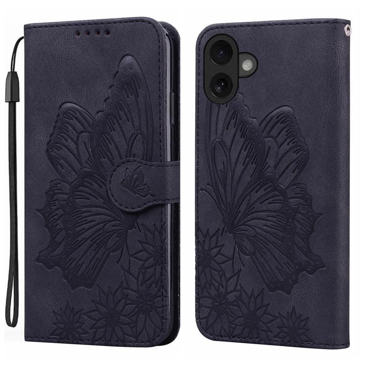 Custodia per telefono in pelle con apertura orizzontale e motivo a farfalle in rilievo, effetto pelle retrò., For iPhone 17 Pro Max, For iPhone 17 Pro, For iPhone 17, For iPhone Air