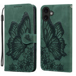 Custodia per telefono in pelle con apertura orizzontale e motivo a farfalle in rilievo, effetto pelle retrò., For iPhone 17 Pro Max, For iPhone 17 Pro, For iPhone 17, For iPhone Air