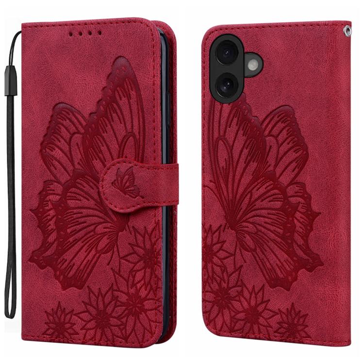 Custodia per telefono in pelle con apertura orizzontale e motivo a farfalle in rilievo, effetto pelle retrò., For iPhone 17 Pro Max, For iPhone 17 Pro, For iPhone 17, For iPhone Air