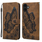 Custodia per telefono in pelle con apertura orizzontale e motivo a farfalle in rilievo, effetto pelle retrò., For iPhone 17 Pro Max, For iPhone 17 Pro, For iPhone 17, For iPhone Air
