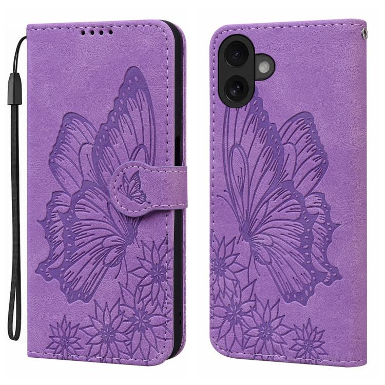 Custodia per telefono in pelle con apertura orizzontale e motivo a farfalle in rilievo, effetto pelle retrò., For iPhone 17 Pro Max, For iPhone 17 Pro, For iPhone 17, For iPhone Air