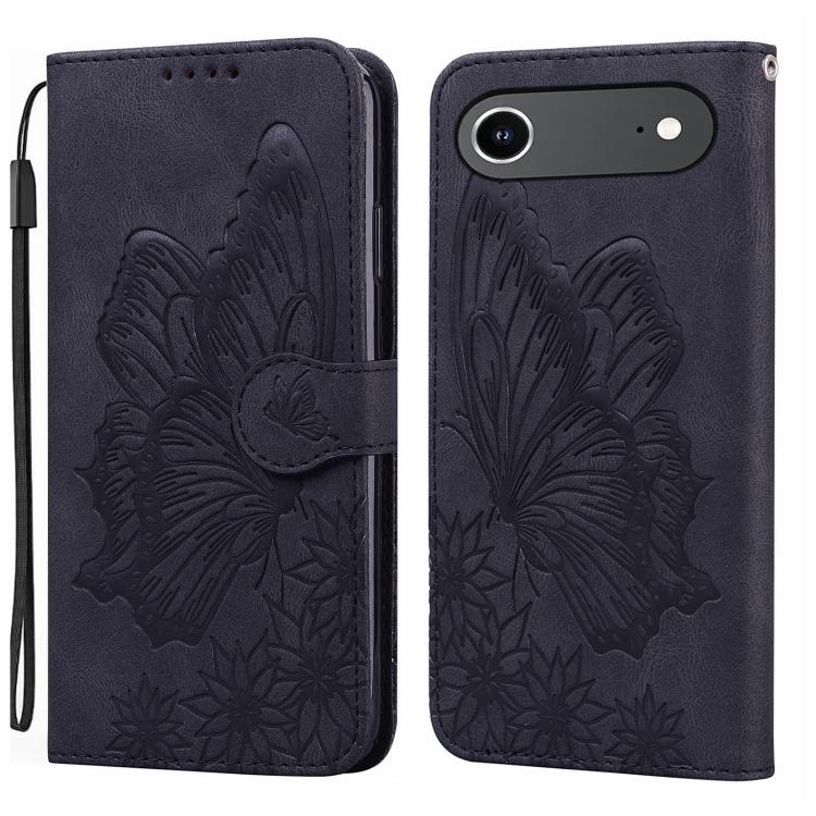 Custodia per telefono in pelle con apertura orizzontale e motivo a farfalle in rilievo, effetto pelle retrò., For iPhone 17 Pro Max, For iPhone 17 Pro, For iPhone 17, For iPhone Air