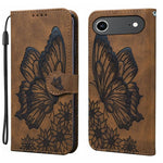 Custodia per telefono in pelle con apertura orizzontale e motivo a farfalle in rilievo, effetto pelle retrò., For iPhone 17 Pro Max, For iPhone 17 Pro, For iPhone 17, For iPhone Air