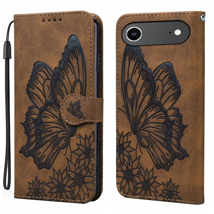 Custodia per telefono in pelle con apertura orizzontale e motivo a farfalle in rilievo, effetto pelle retrò., For iPhone 17 Pro Max, For iPhone 17 Pro, For iPhone 17, For iPhone Air