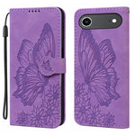 Custodia per telefono in pelle con apertura orizzontale e motivo a farfalle in rilievo, effetto pelle retrò., For iPhone 17 Pro Max, For iPhone 17 Pro, For iPhone 17, For iPhone Air