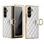 Custodia per telefono VIETAO con anello in metallo e motivo a diamante in pelle PU, For Galaxy Z Fold8 5G, For Galaxy Z Fold8 Ultra 5G, For Galaxy Z Flip8 5G, For Samsung Galaxy Z Fold7