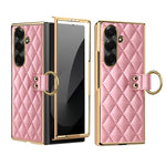 Custodia per telefono VIETAO con anello in metallo e motivo a diamante in pelle PU, For Galaxy Z Fold8 5G, For Galaxy Z Fold8 Ultra 5G, For Galaxy Z Flip8 5G, For Samsung Galaxy Z Fold7