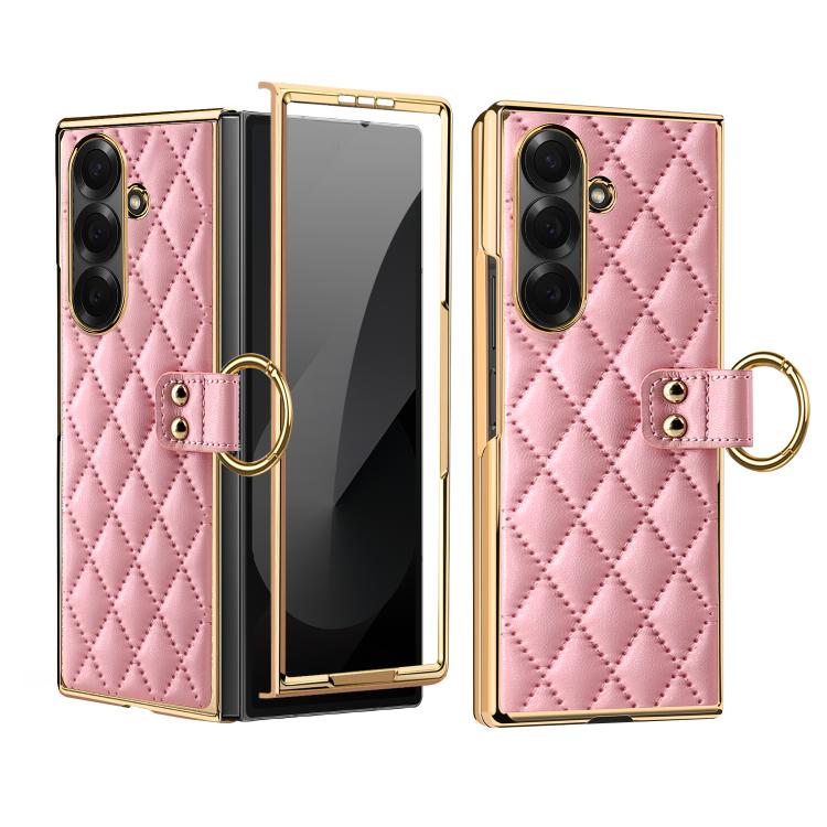 Custodia per telefono VIETAO con anello in metallo e motivo a diamante in pelle PU, For Galaxy Z Fold8 5G, For Galaxy Z Fold8 Ultra 5G, For Galaxy Z Flip8 5G, For Samsung Galaxy Z Fold7