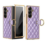 Custodia per telefono VIETAO con anello in metallo e motivo a diamante in pelle PU, For Galaxy Z Fold8 5G, For Galaxy Z Fold8 Ultra 5G, For Galaxy Z Flip8 5G, For Samsung Galaxy Z Fold7