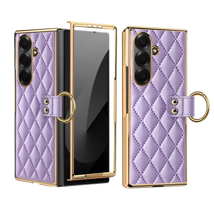 Custodia per telefono VIETAO con anello in metallo e motivo a diamante in pelle PU, For Galaxy Z Fold8 5G, For Galaxy Z Fold8 Ultra 5G, For Galaxy Z Flip8 5G, For Samsung Galaxy Z Fold7