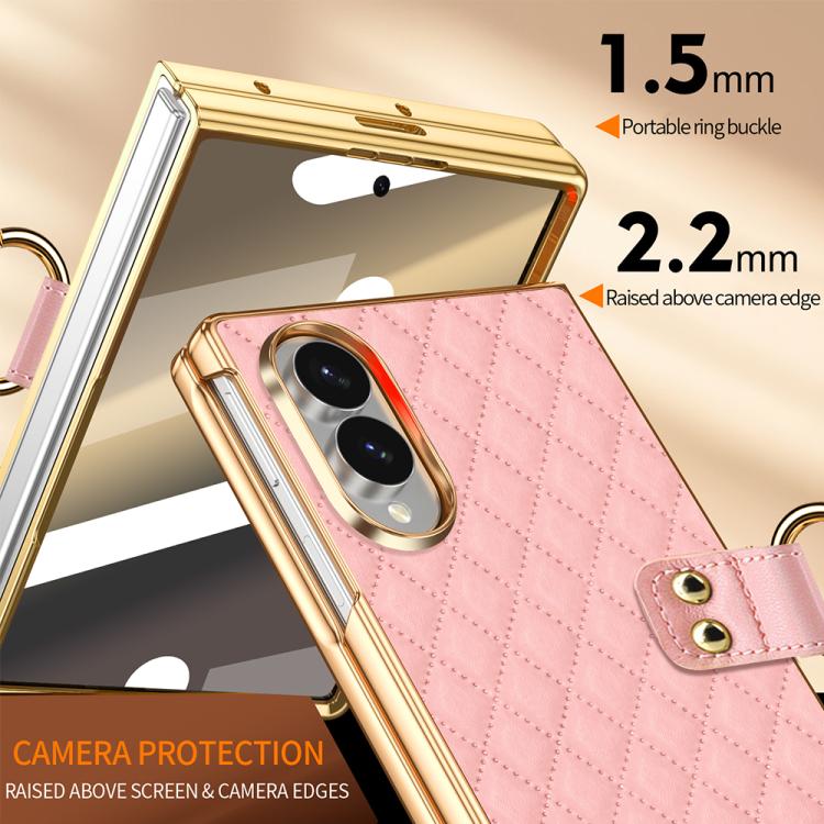 Custodia per telefono VIETAO con anello in metallo e motivo a diamante in pelle PU, For Galaxy Z Fold8 5G, For Galaxy Z Fold8 Ultra 5G, For Galaxy Z Flip8 5G, For Samsung Galaxy Z Fold7