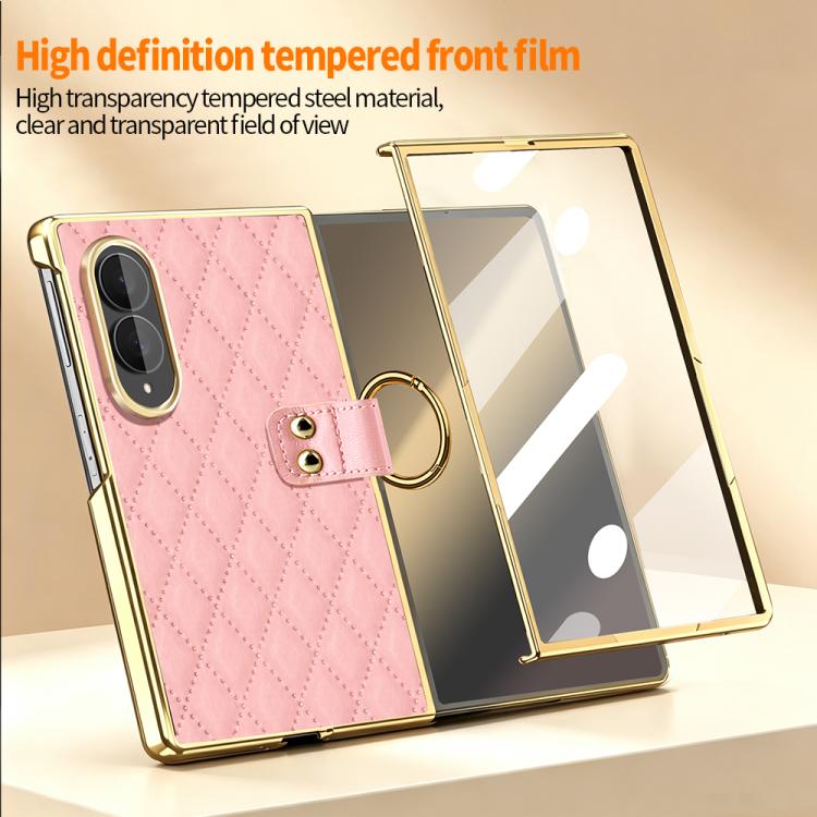 Custodia per telefono VIETAO con anello in metallo e motivo a diamante in pelle PU, For Galaxy Z Fold8 5G, For Galaxy Z Fold8 Ultra 5G, For Galaxy Z Flip8 5G, For Samsung Galaxy Z Fold7
