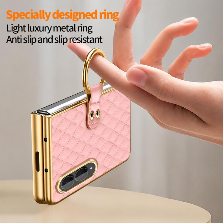 Custodia per telefono VIETAO con anello in metallo e motivo a diamante in pelle PU, For Galaxy Z Fold8 5G, For Galaxy Z Fold8 Ultra 5G, For Galaxy Z Flip8 5G, For Samsung Galaxy Z Fold7