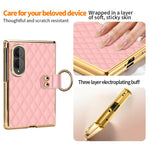 Custodia per telefono VIETAO con anello in metallo e motivo a diamante in pelle PU, For Galaxy Z Fold8 5G, For Galaxy Z Fold8 Ultra 5G, For Galaxy Z Flip8 5G, For Samsung Galaxy Z Fold7
