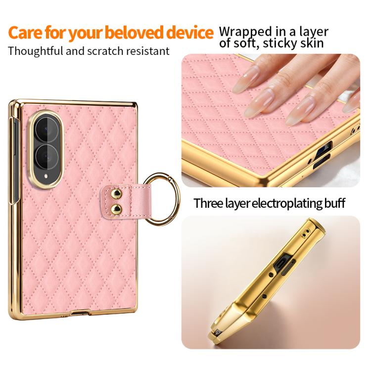 Custodia per telefono VIETAO con anello in metallo e motivo a diamante in pelle PU, For Galaxy Z Fold8 5G, For Galaxy Z Fold8 Ultra 5G, For Galaxy Z Flip8 5G, For Samsung Galaxy Z Fold7
