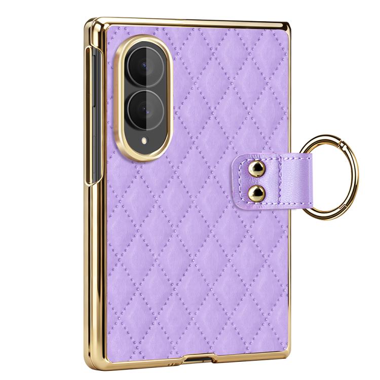 Custodia per telefono VIETAO con anello in metallo e motivo a diamante in pelle PU, For Galaxy Z Fold8 5G, For Galaxy Z Fold8 Ultra 5G, For Galaxy Z Flip8 5G, For Samsung Galaxy Z Fold7