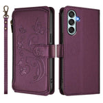 Portafoglio multi-carta con cerniera e motivo farfalla, amore e fiore, custodia per telefono in pelle, For Samsung Galaxy M15 5G / F15 5G, For Samsung Galaxy XCover7 5G, For Samsung Galaxy M34 5G / F34 5G